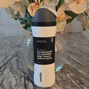Owala Insulated Water Bottle with Built-In Straw — White and Gray